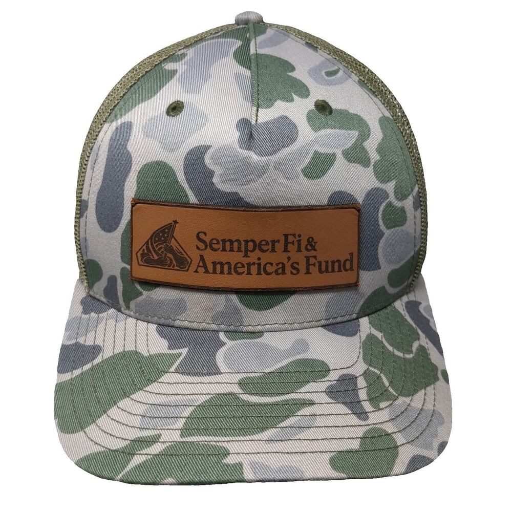 Richardson 112 Trucker Hat Green Camo One Size Mesh Back Snapback Leather Patch